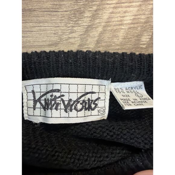 VTG KNIT WORKS Holiday Presents Ugly Christmas Sweater Color Block Wool Large L - Picture 2 of 2